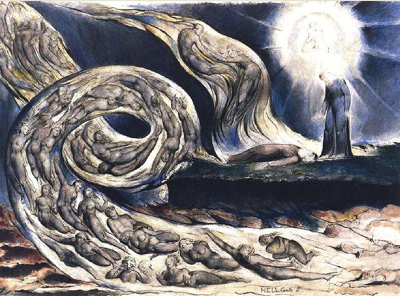 William Blake The Lovers' Whirlwind, Francesca da Rimini and Paolo Malatesta